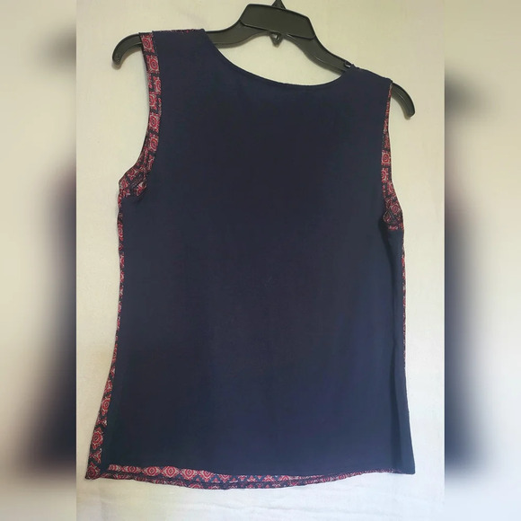 The Limited Womens Navy Blue Red Geometric Pattern Sleeveless Career Blouse M - Picture 4 of 5